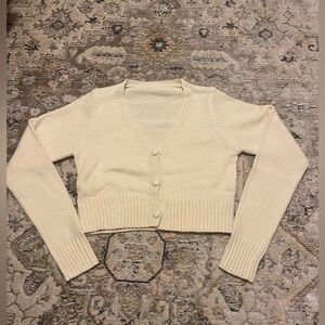 SHEIN Cream Button-Up Women's Cardigan Sweater